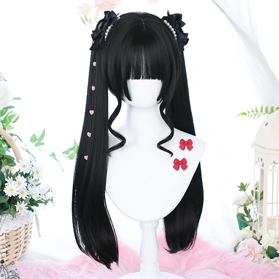 Long Wavy Lolita Ponytail Cosplay Wig with Bangs