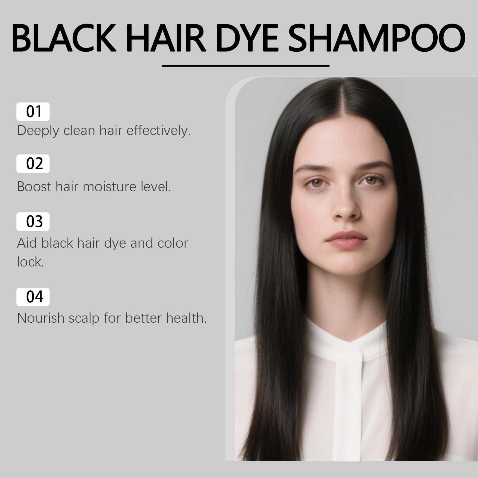 4-in-1 Instant Black Hair Dye Shampoo for Gray Coverage - 10