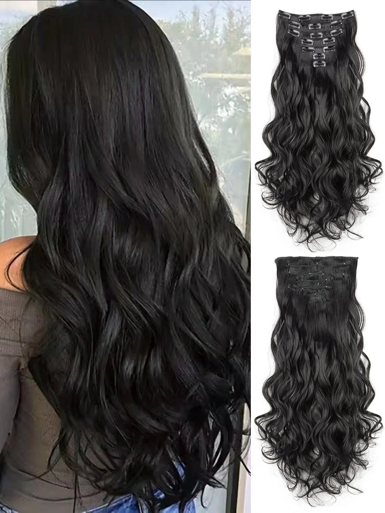 22-Inch Wavy Clip-In Hair Extensions for Instant Volume - 14