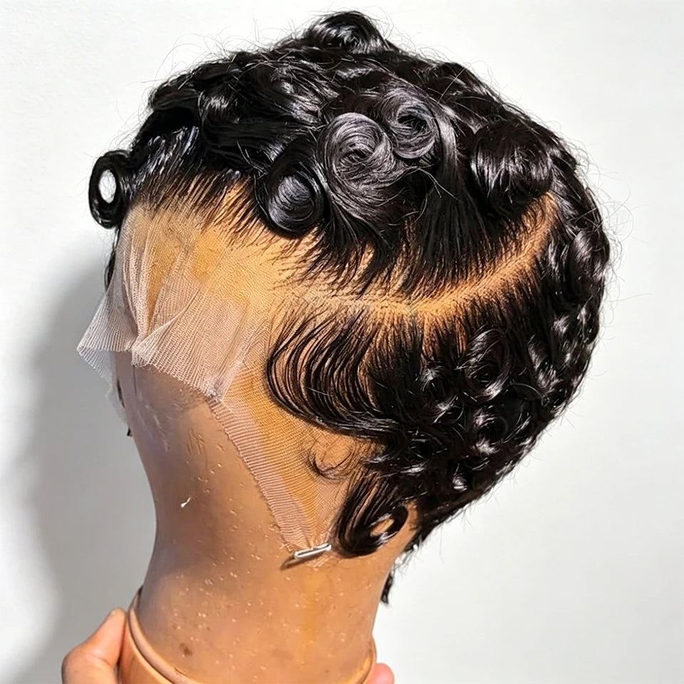 Short Pixie Cut Human Hair Lace Front Wig - 1