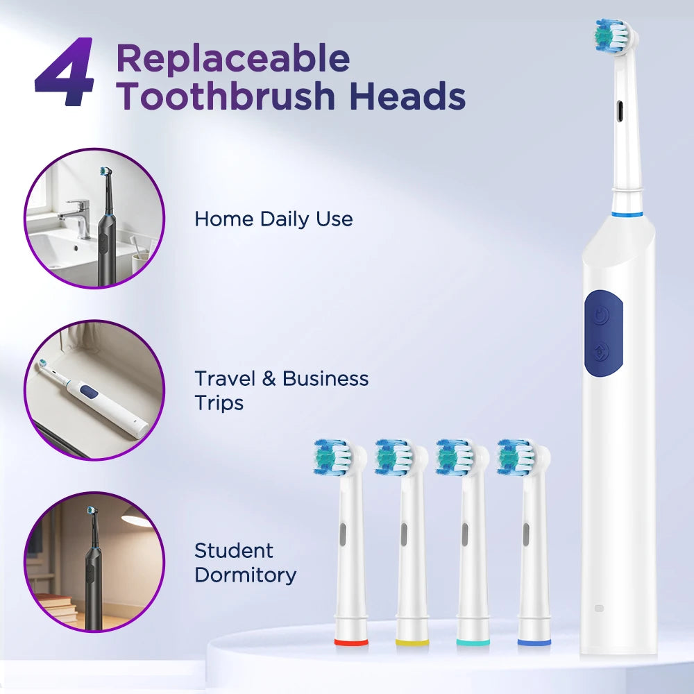 Rechargeable Electric Toothbrush with 5 Modes and 4 Replacement Heads - 13
