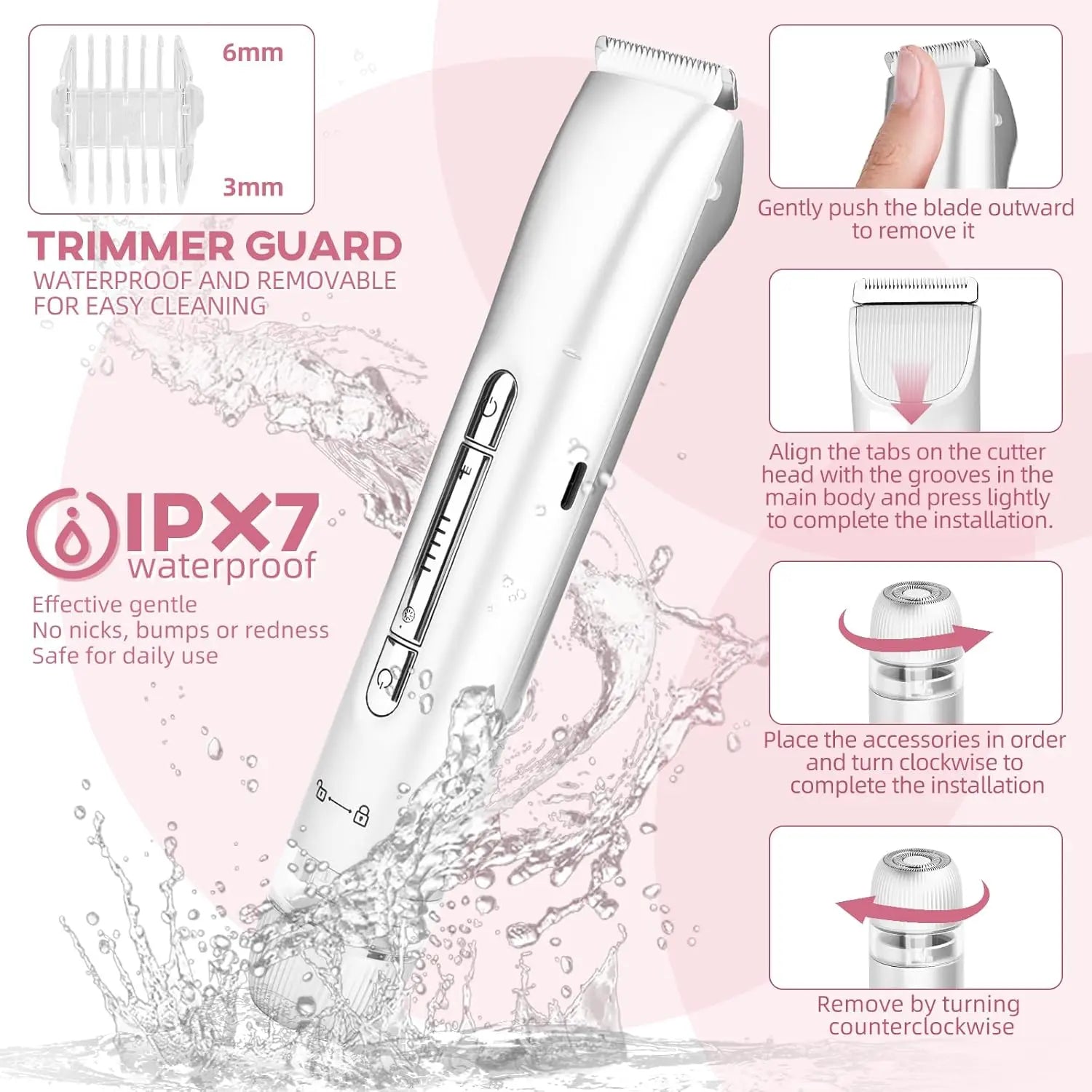 Waterproof Dual Head Electric Hair Remover for Bikini and Body Grooming - 5