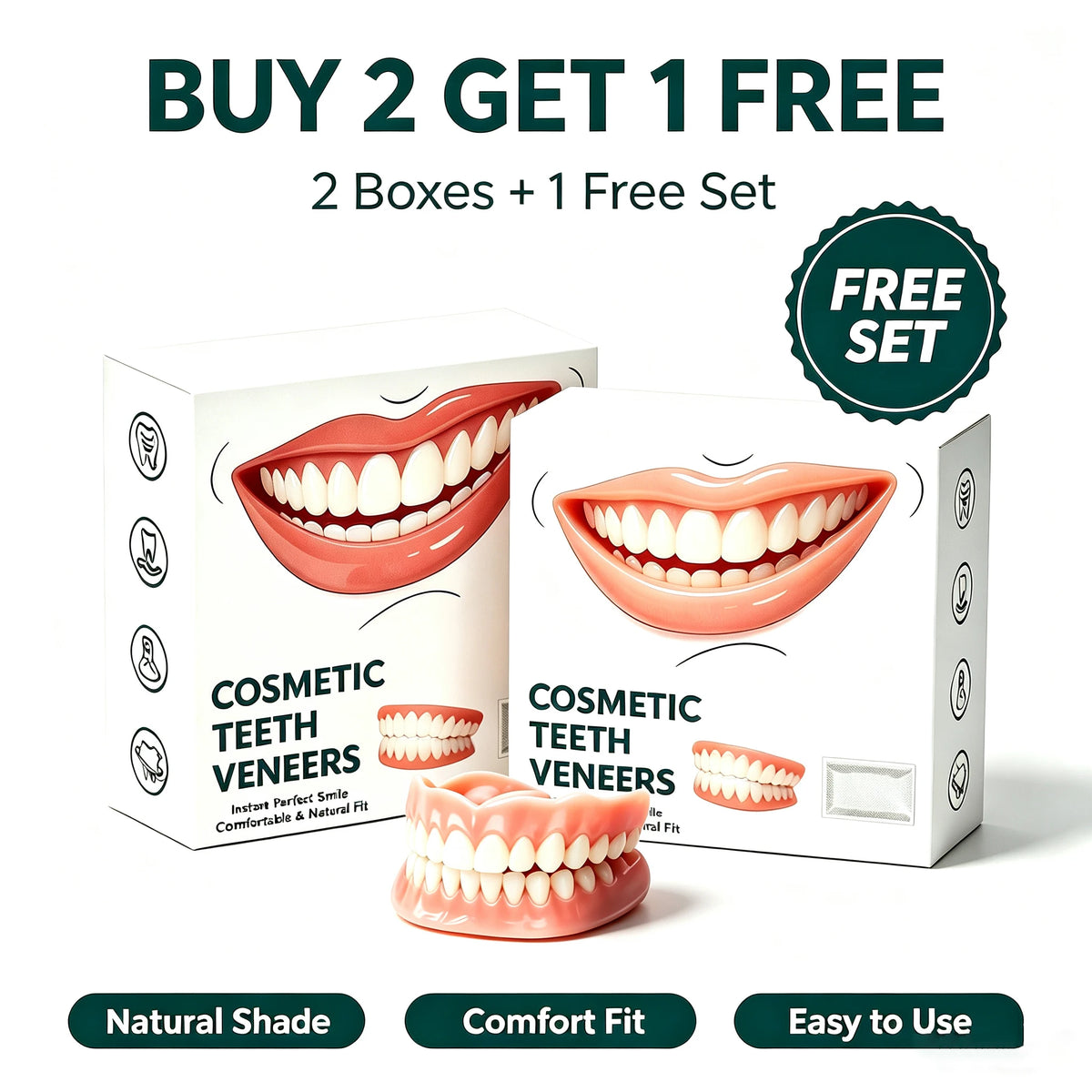 Comfortable Silicone Denture Set for Daily Oral Care and Confidence