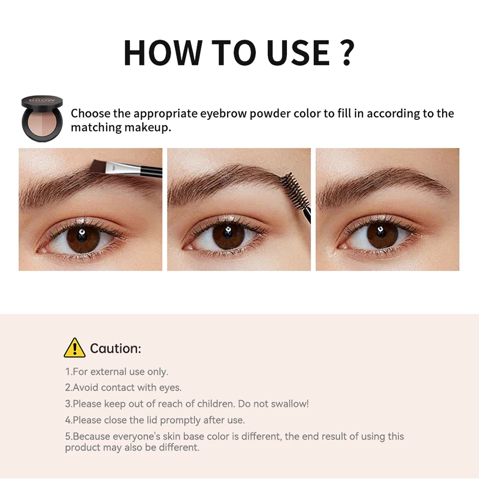 Two-Tone Waterproof Eyebrow Powder for Natural Sculpted Brows and Contouring