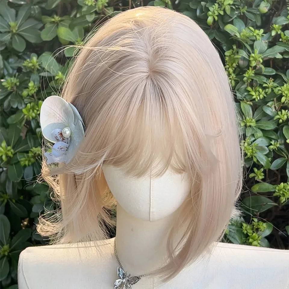 Short Curly Bob Wig with Bangs for Cosplay and Daily Wear