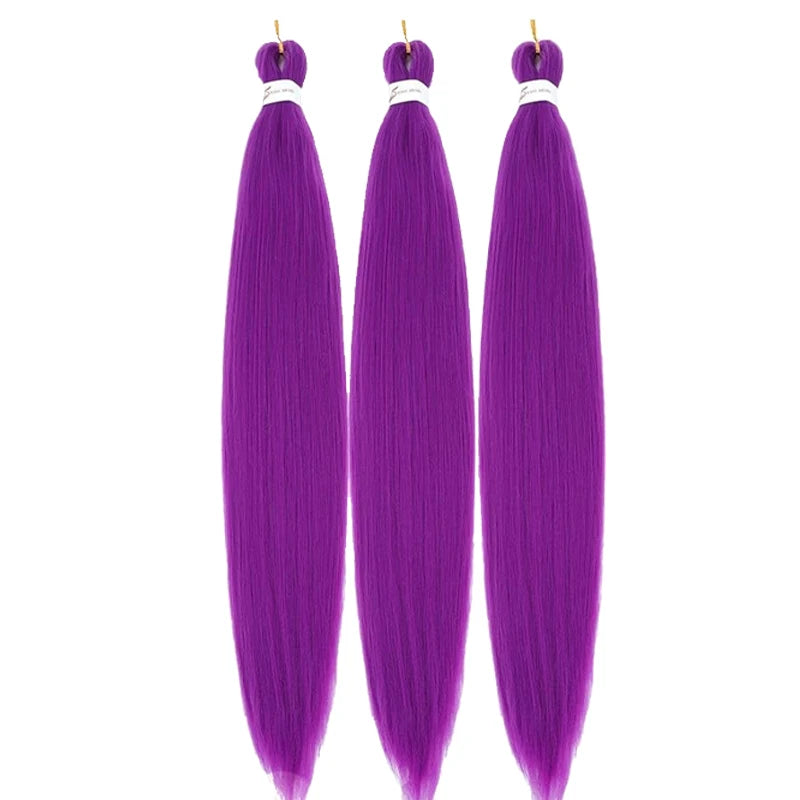 Pre-Stretched Purple Synthetic Braiding Hair Extensions