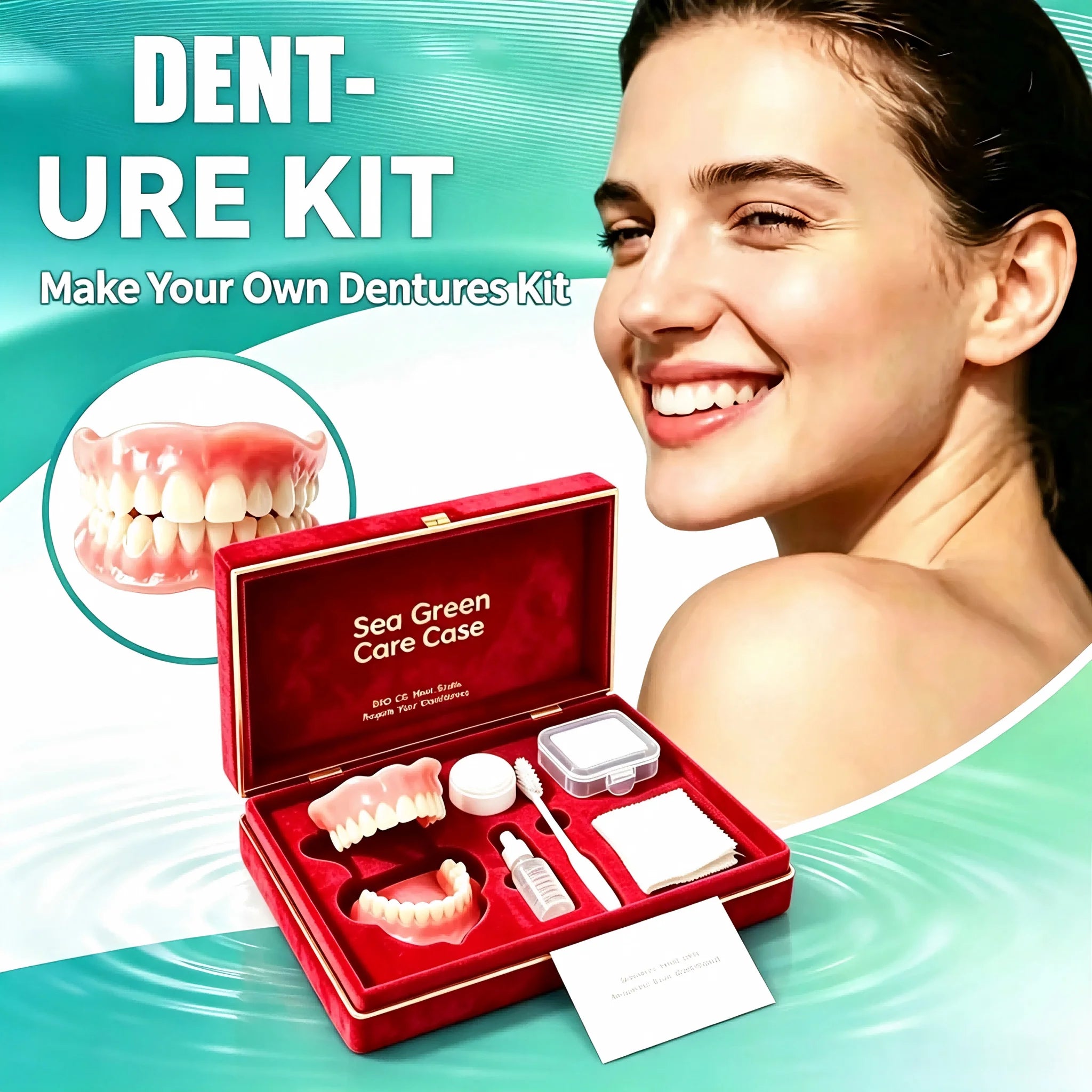 Full Mouth Denture Care Set with Storage Case and Cleaning Tools - 2