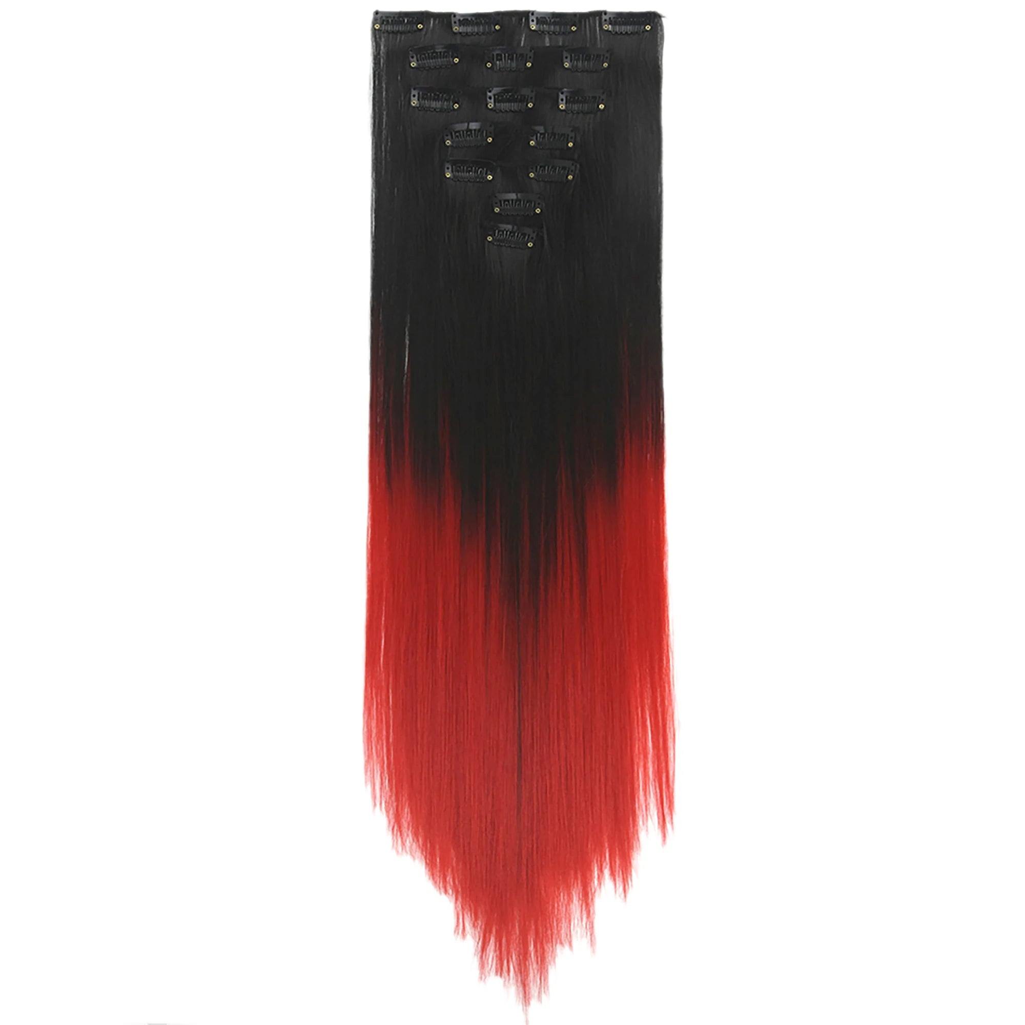 Straight Ombre Clip-In Synthetic Hair Extensions - 2