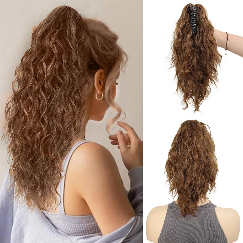 14-Inch Wavy Synthetic Claw Clip Ponytail Extension