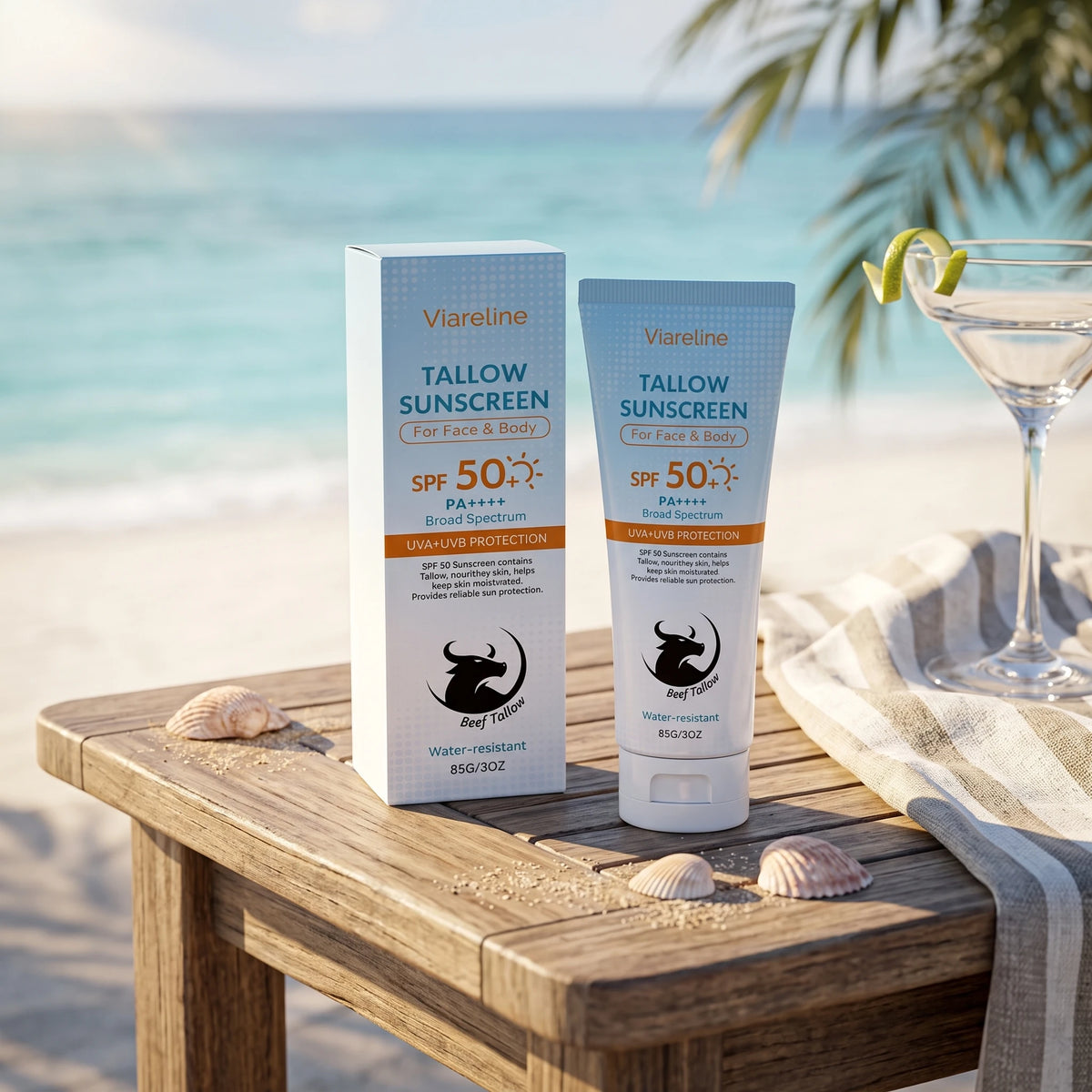 SPF 50 Tallow Sunscreen for Face and Body Hydration and Protection