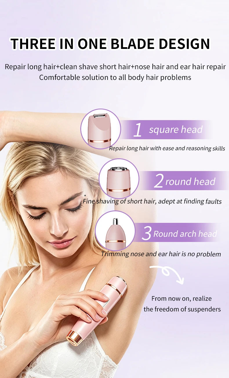 3-in-1 Electric Waterproof Bikini Trimmer and Body Hair Shaver for Women - 9