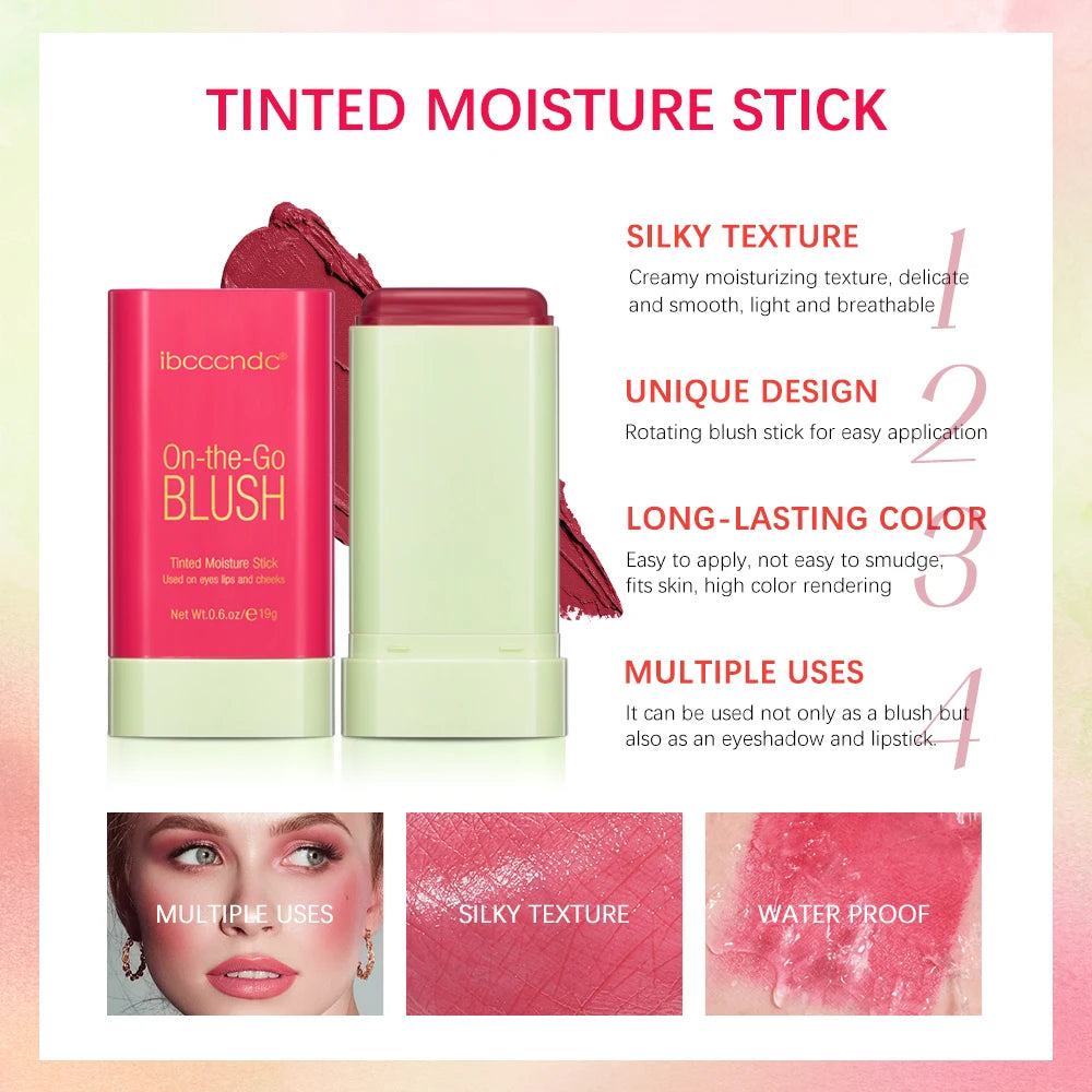 Cream Blush Stick for Cheeks and Lips Multi-Use Makeup - 4