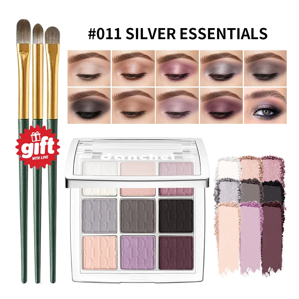 9-Color Professional Eyeshadow Palette with Blending Brush - 26