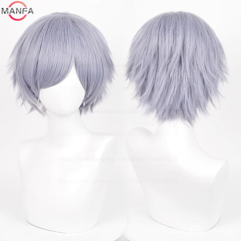 30cm Short Straight Cosplay Wig for Men and Women - 44