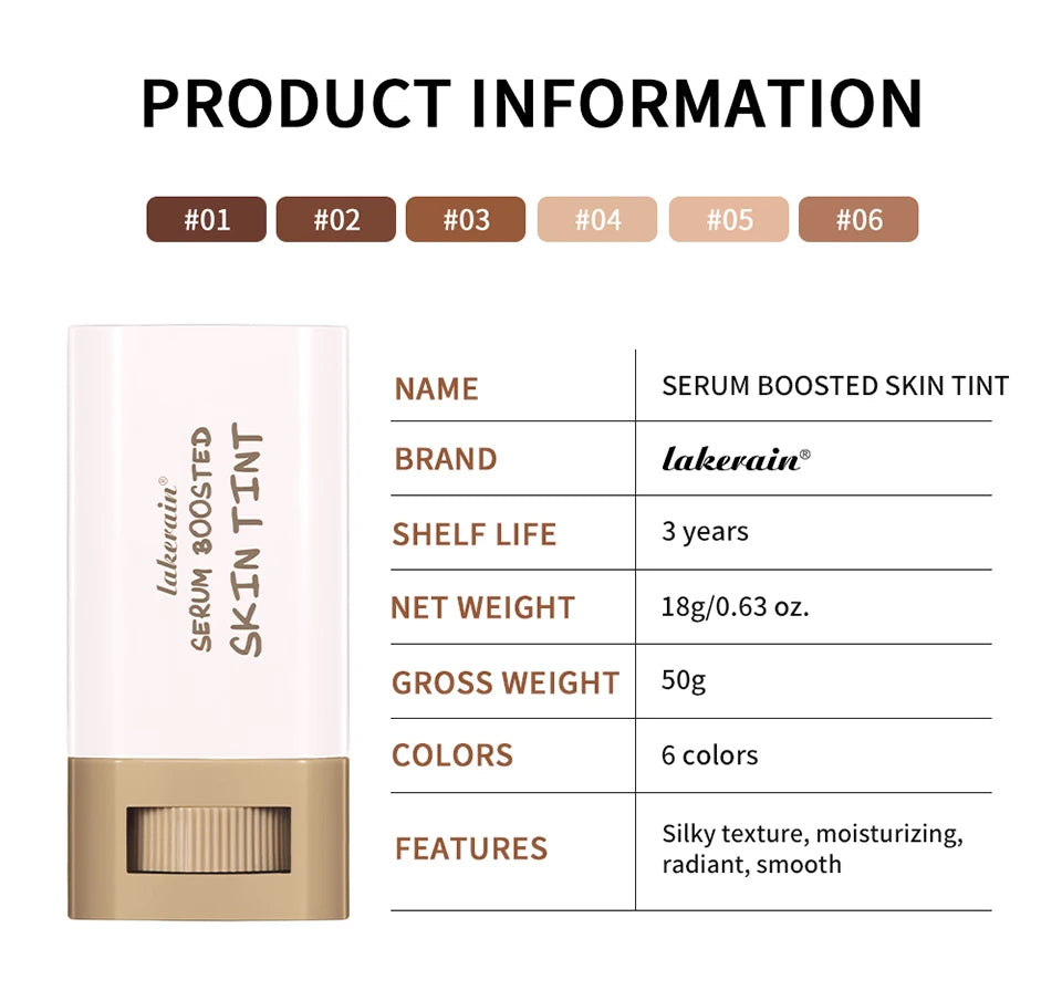 Serum Boosted Skin Tint Foundation Stick with Puff for Natural Makeup - 17