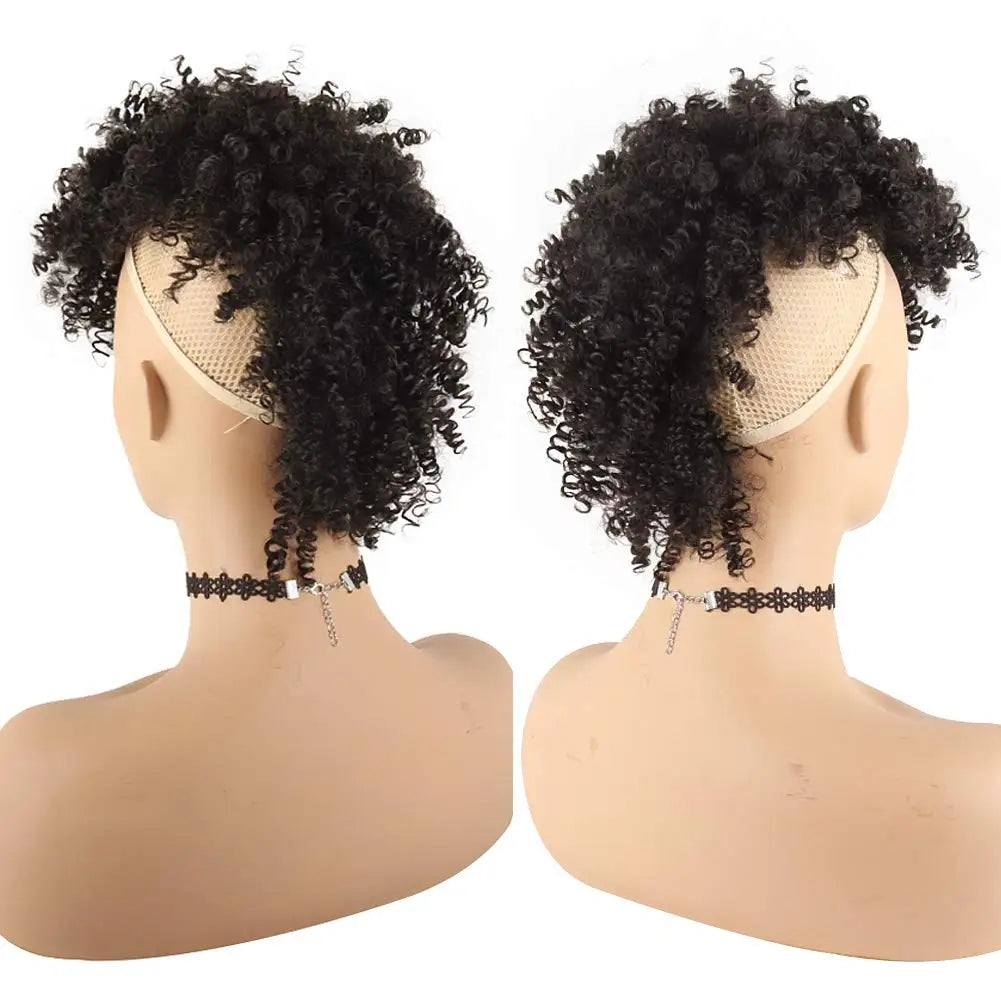 Curly Afro Mohawk Ponytail with Bangs Clip-In - 11