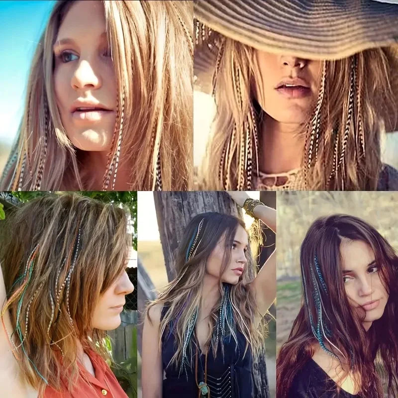 Stripe Printed Clip-in Hair Extensions for Parties - 6