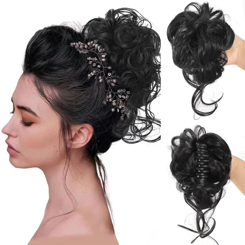 Messy Curly Hair Bun Claw Clip Extension for Instant Voluminous Updo - 9
