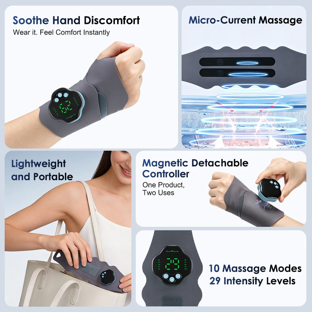 Electric Microcurrent Wrist Massager for Carpal Tunnel and Muscle Relief
