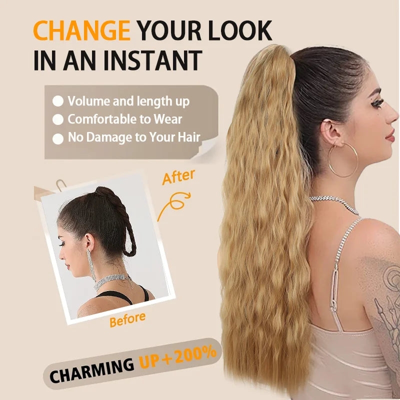 Long Wavy Ponytail Extension for Instant Natural Volume - 3