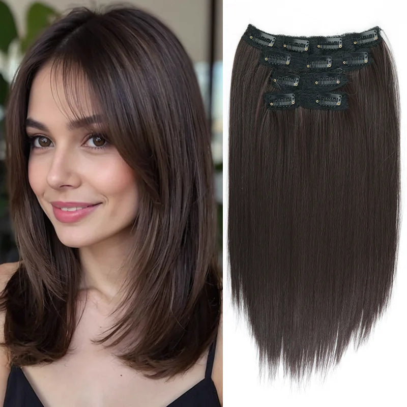 14" Straight Clip-In Hair Extensions for Voluminous Styles - 11