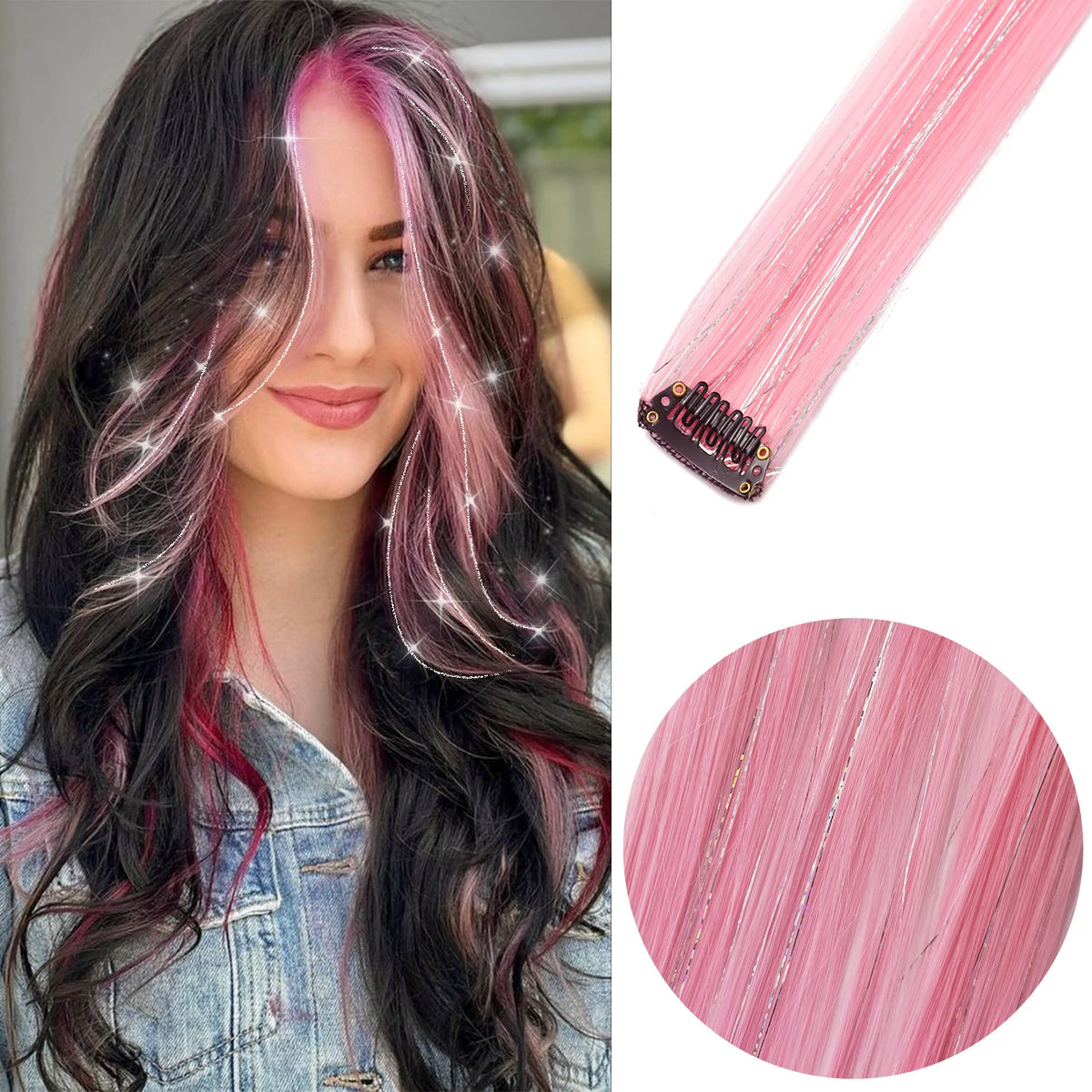 22-Inch Colored Clip-In Hair Extension Highlights