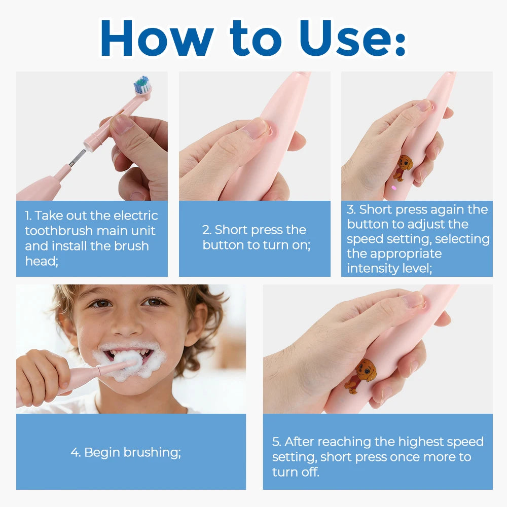 Rechargeable Electric Toothbrush for Kids with Soft Bristles and Timer - 14