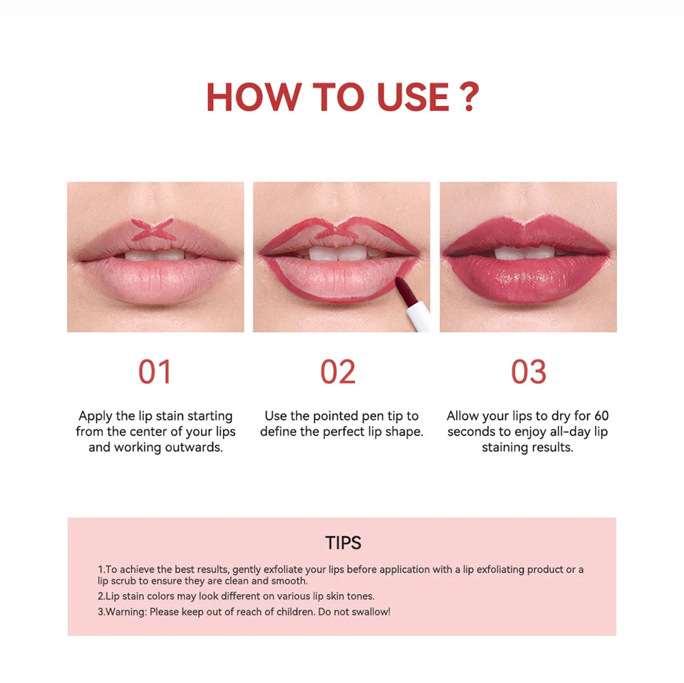 Dual-Sided Long-Lasting Lip Contour Stain and Liner Pen