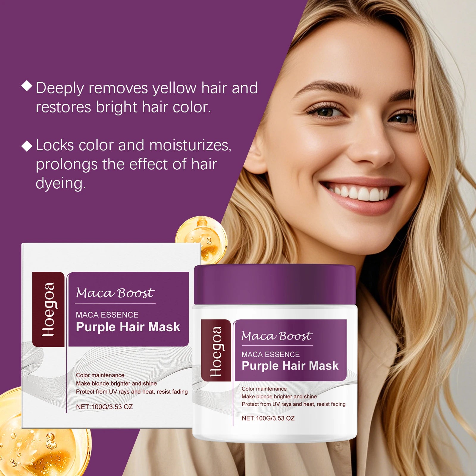 Purple Hair Mask and Shampoo Set for Blonde Hair Color Protection - 5