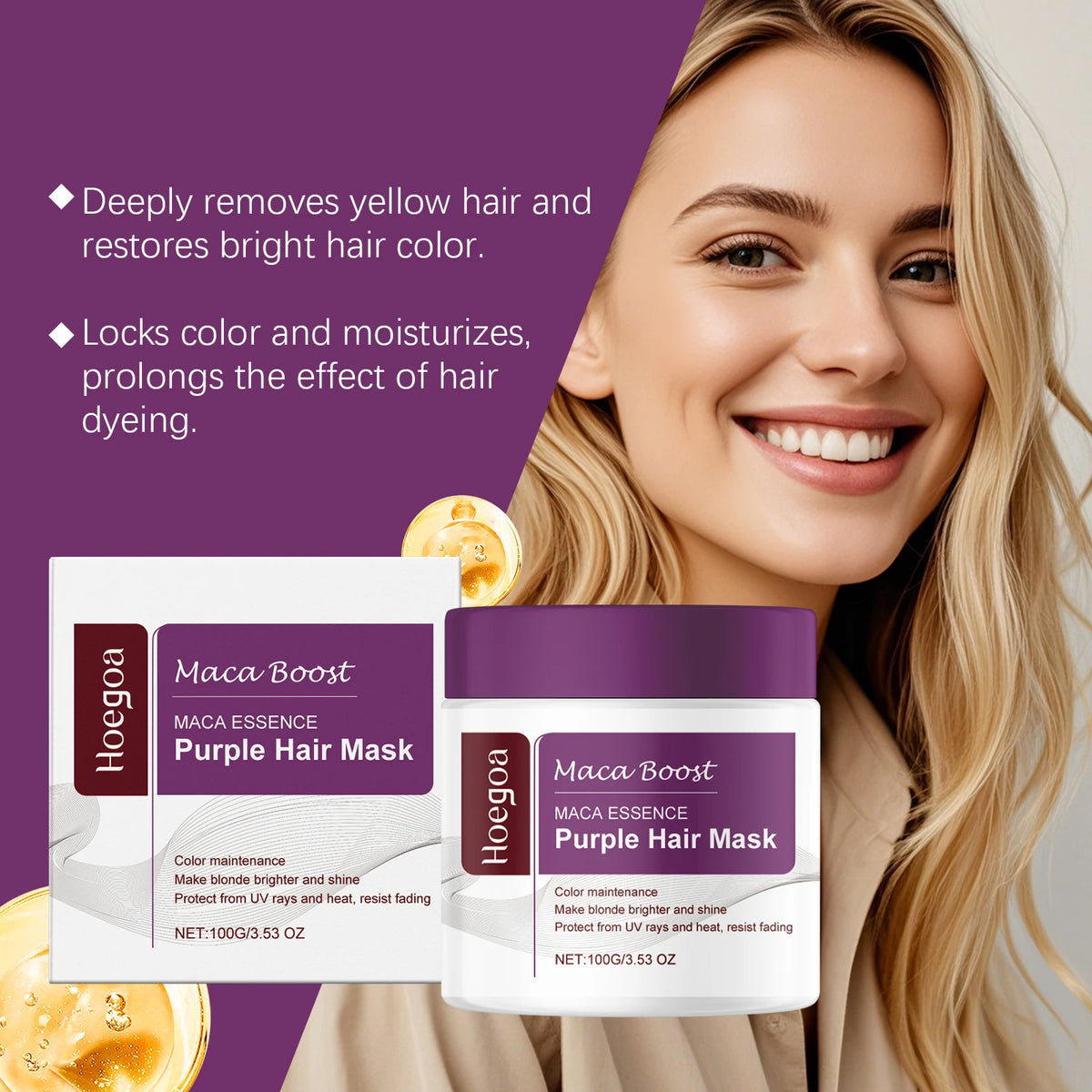 Purple Hair Mask and Shampoo Set for Blonde Hair Color Protection