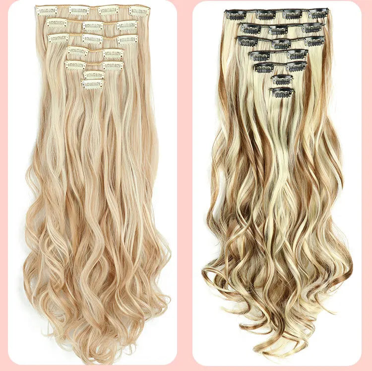 22 Inch Deep Wave Clip-In Hair Extensions Full Head Set - 15