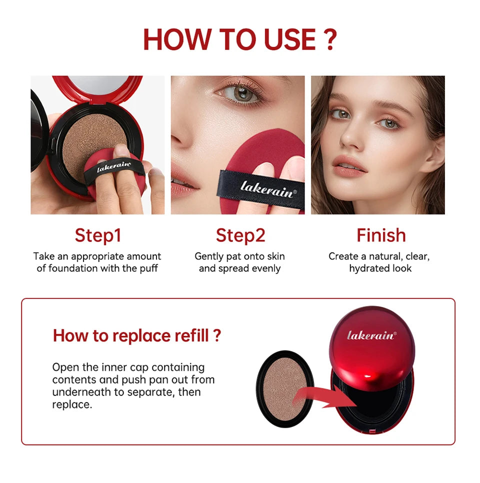Long-Lasting Waterproof Cushion Foundation Refill for Flawless Skin - 12