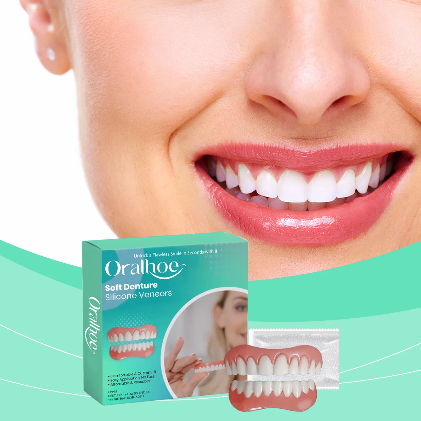 Flexible Silicone Cosmetic Denture Set for a Natural Radiant Smile - 7