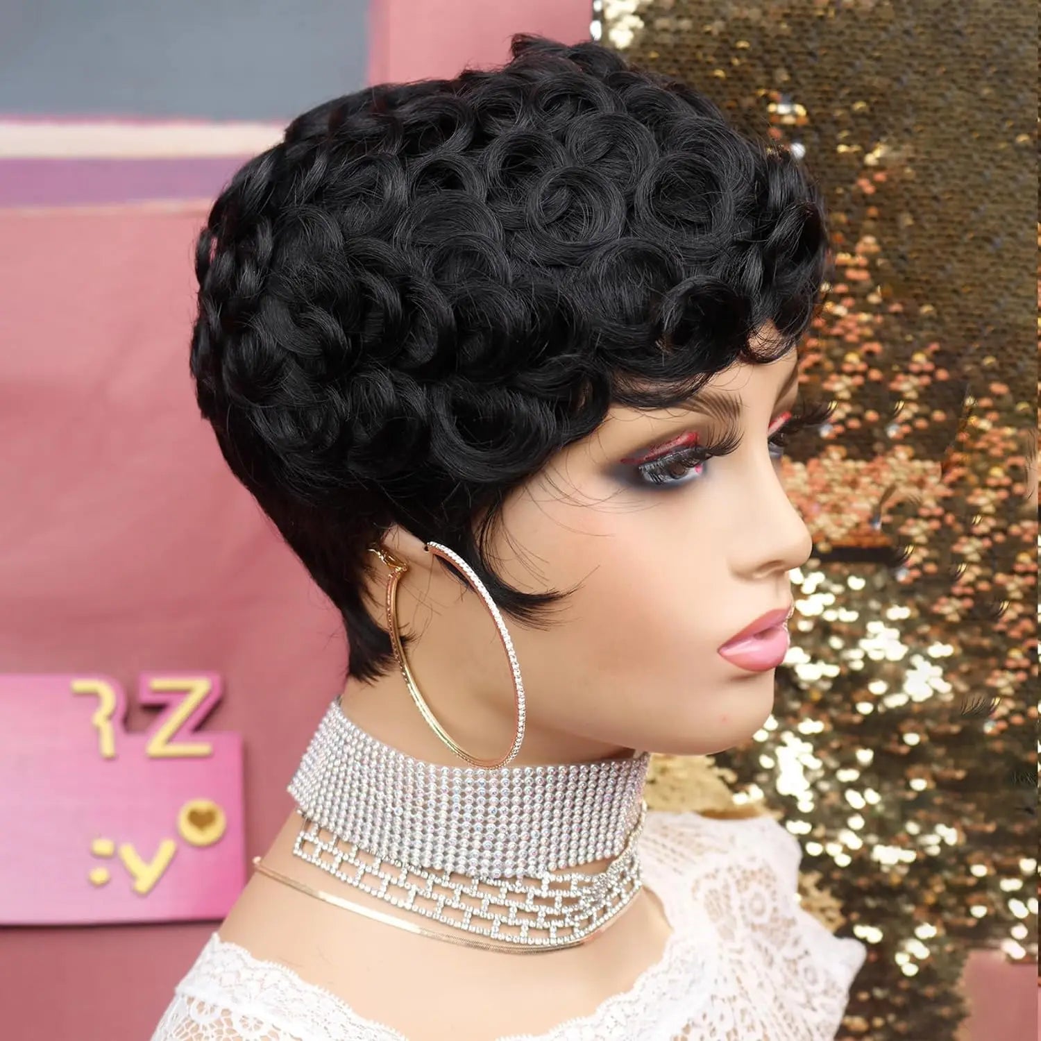 Short Curly Pixie Cut Wig for Daily Wear - 3