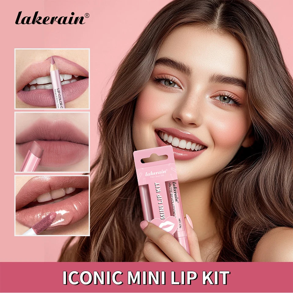 3-Piece Mini Lip Liner, Lipstick and Gloss Set for Perfect Pout - 7
