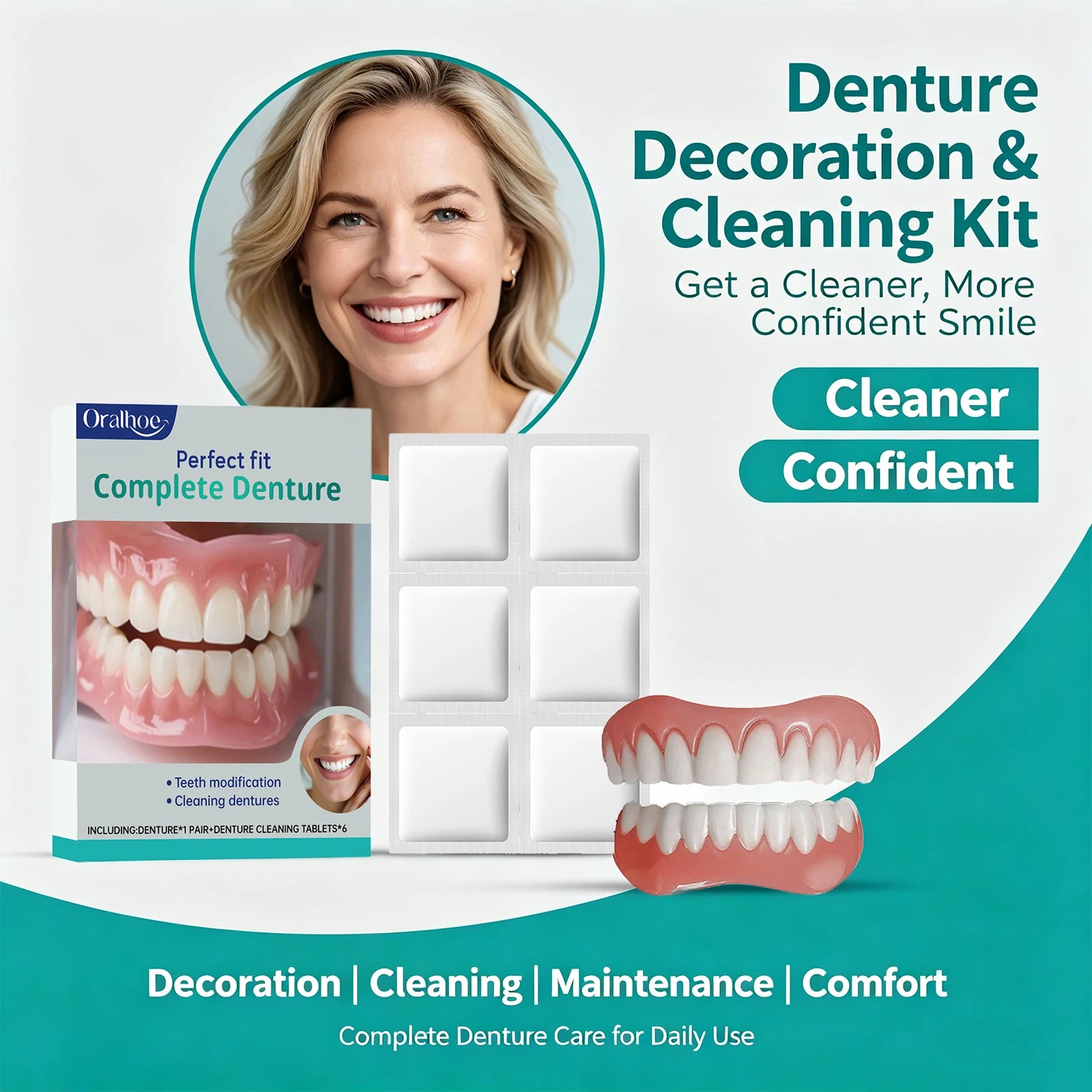 Cosmetic Denture Kit for Covering Missing or Stained Teeth - 2