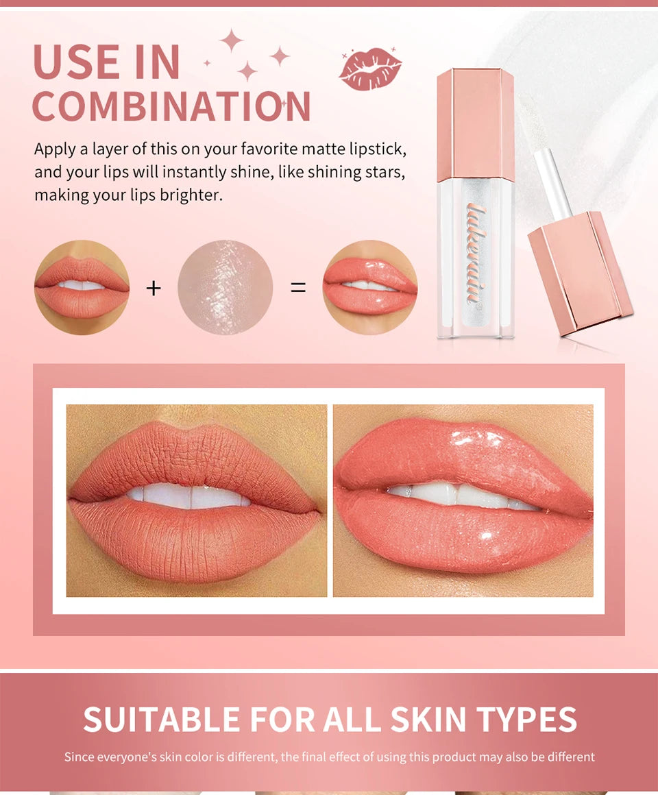 Hydrating Liquid Lip Gloss with Shimmer for Plump and Moisturized Lips