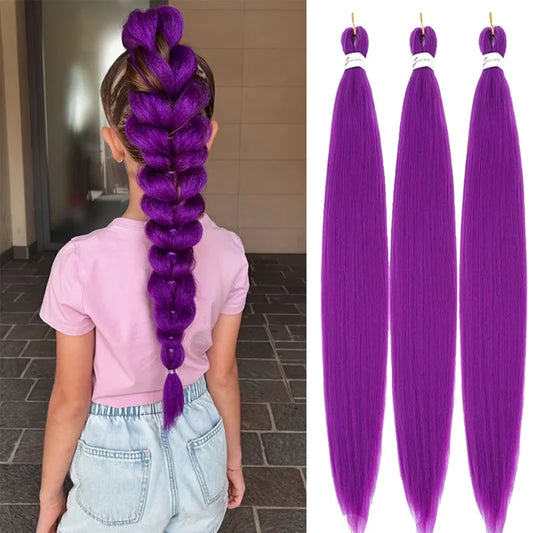 Pre-Stretched Purple Synthetic Braiding Hair Extensions