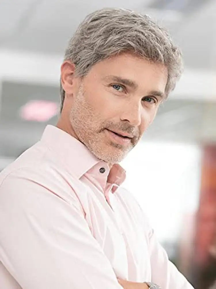 Short Layered Grey Men's Wig for Natural Daily Wear - 4
