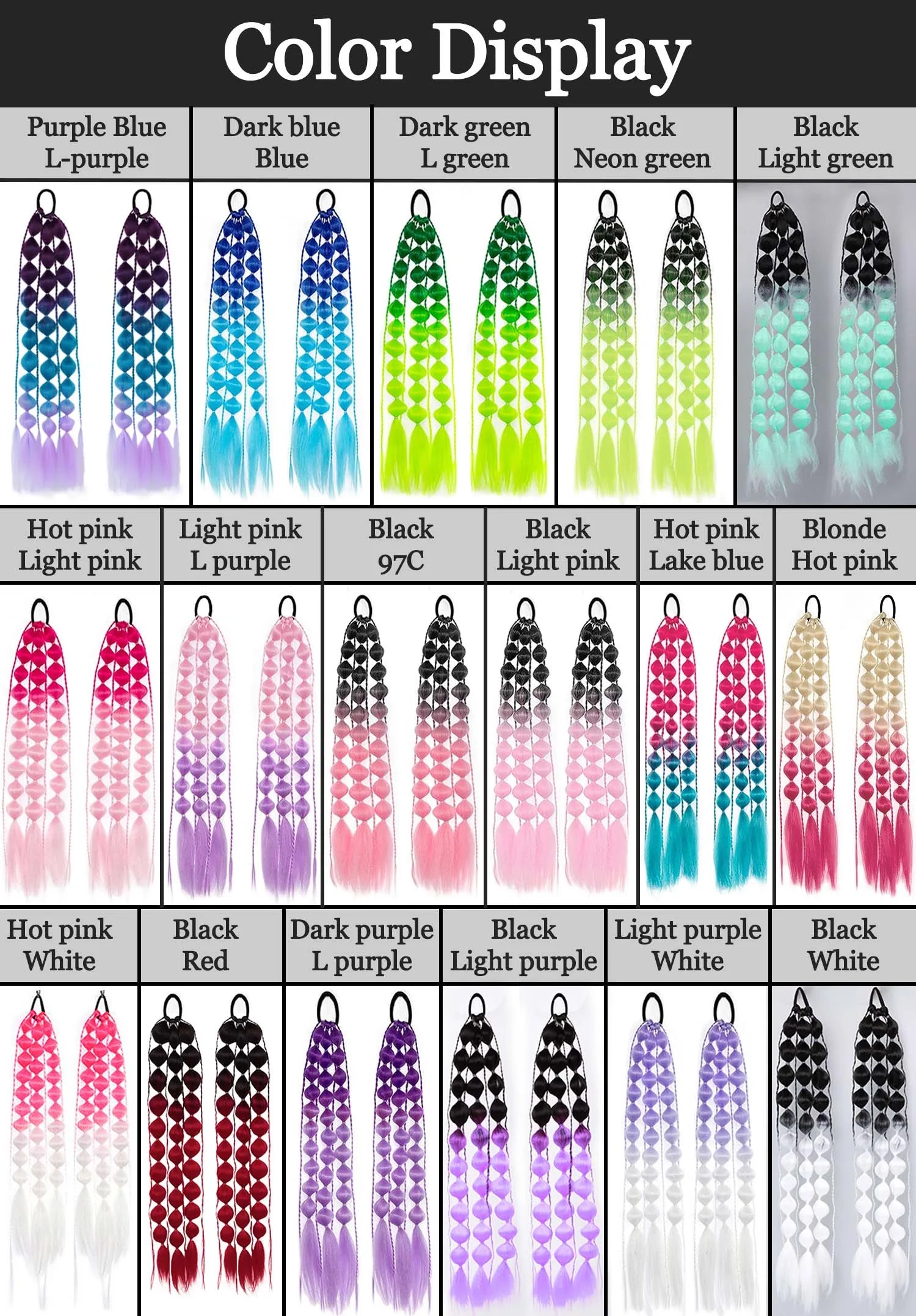 Colorful Bubble Braid Ponytail Extension for Instant Volume - 10