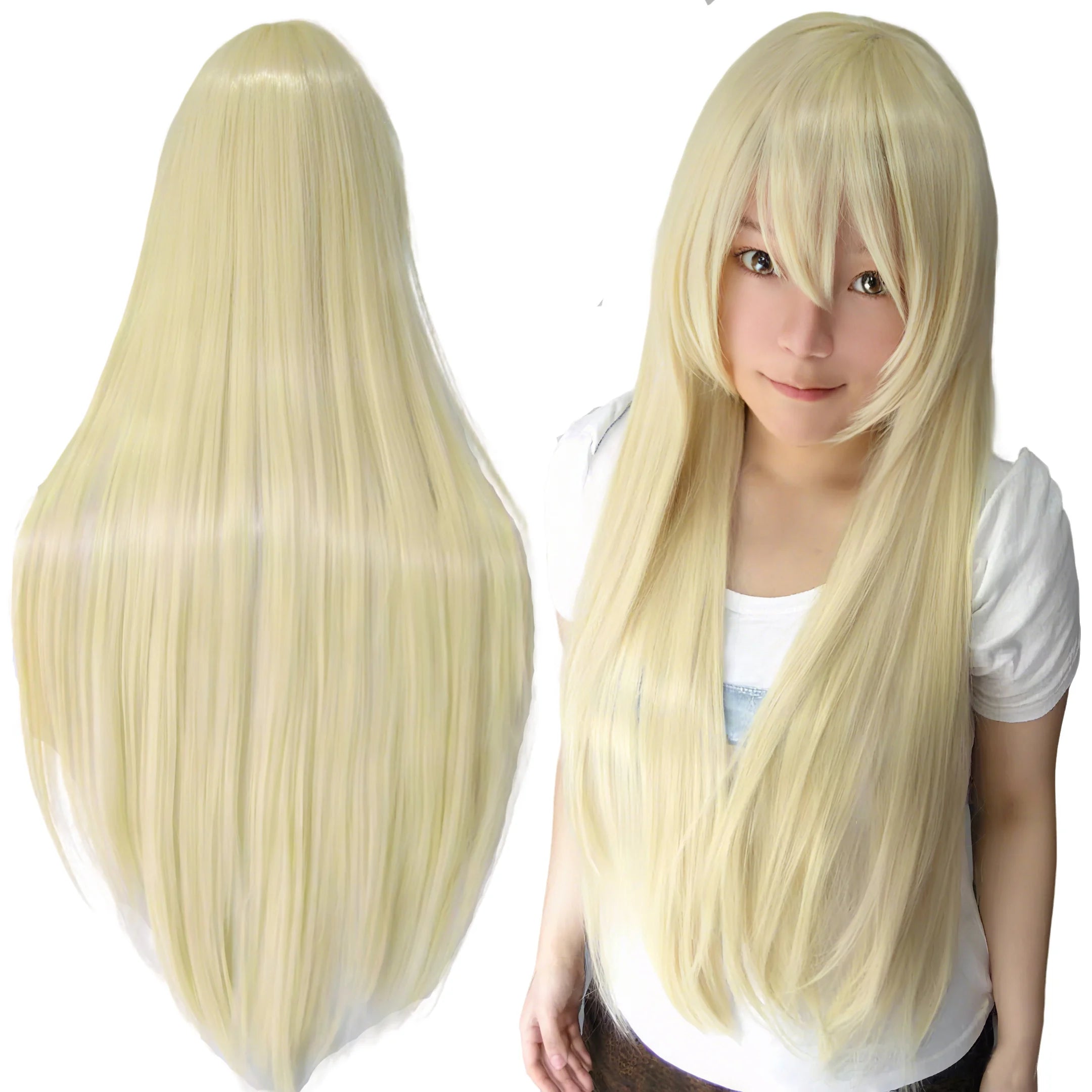 Long Straight Blonde Cosplay Wig for Anime Costumes and Dress Up - 1