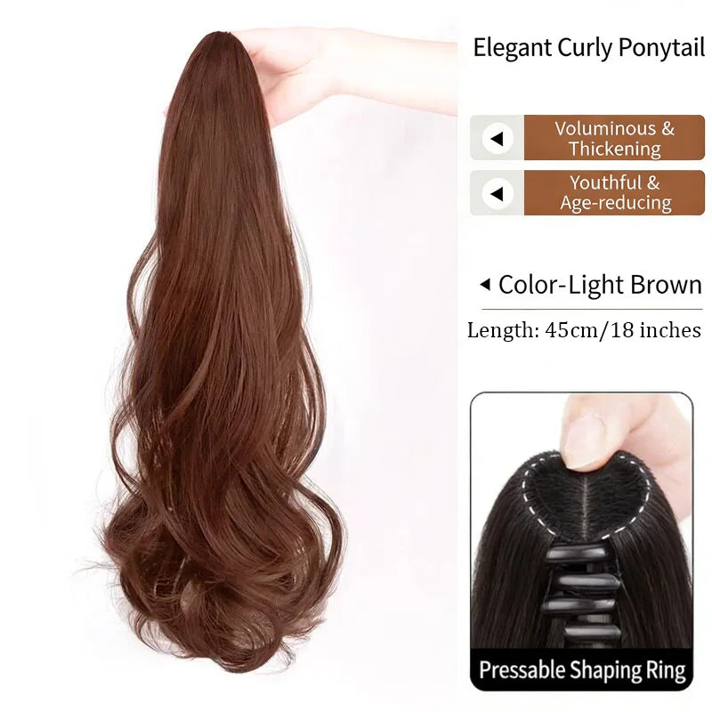 20-Inch Long Wavy Claw Clip Ponytail Extension - 6
