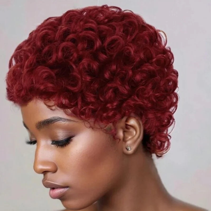 Short Curly Pixie Cut Wig for Women - 4