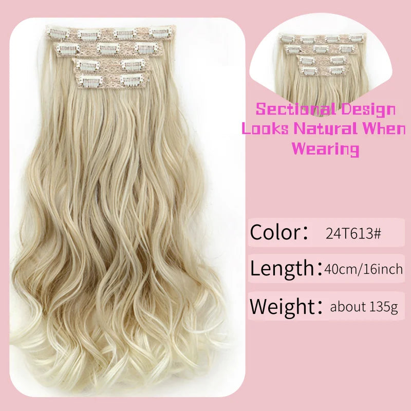 16-Inch Wavy Clip-In Hair Extensions for Instant Volume