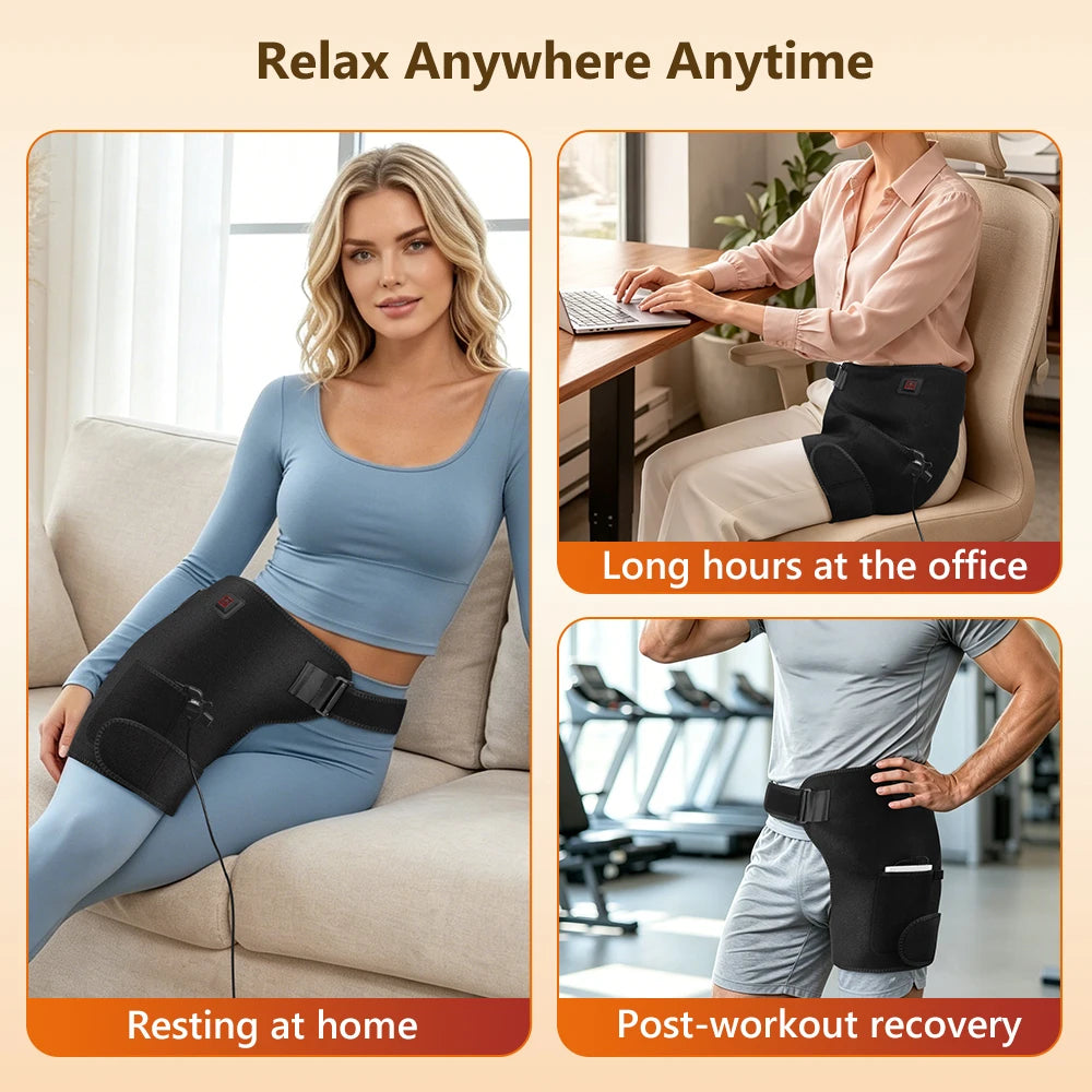Red Light Therapy Hip and Thigh Heating Support Brace for Pain Relief
