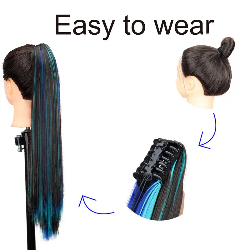 24-Inch Highlighted Claw Clip Ponytail Extension - 6