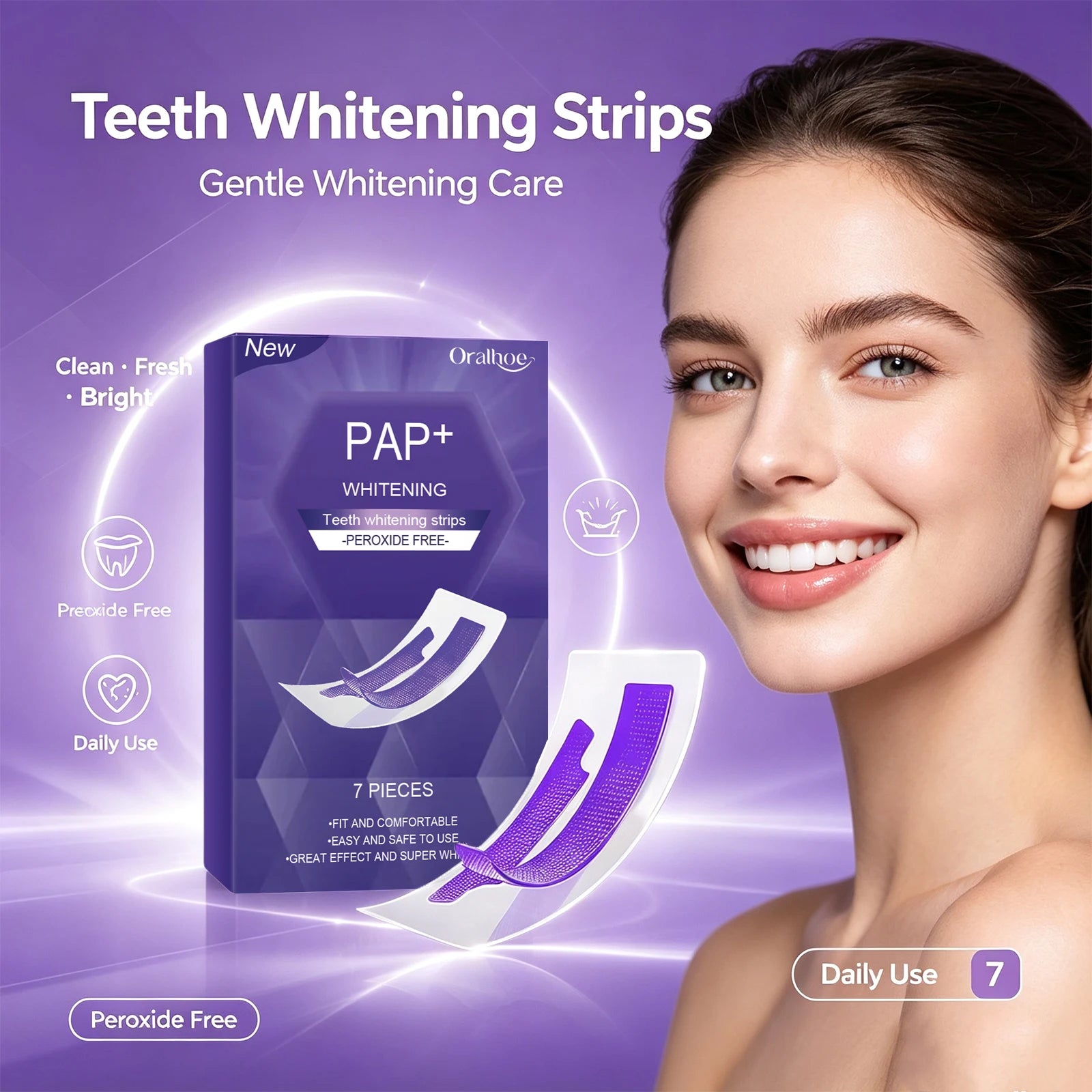Peroxide-Free Teeth Whitening Strips for Sensitive Teeth - 1