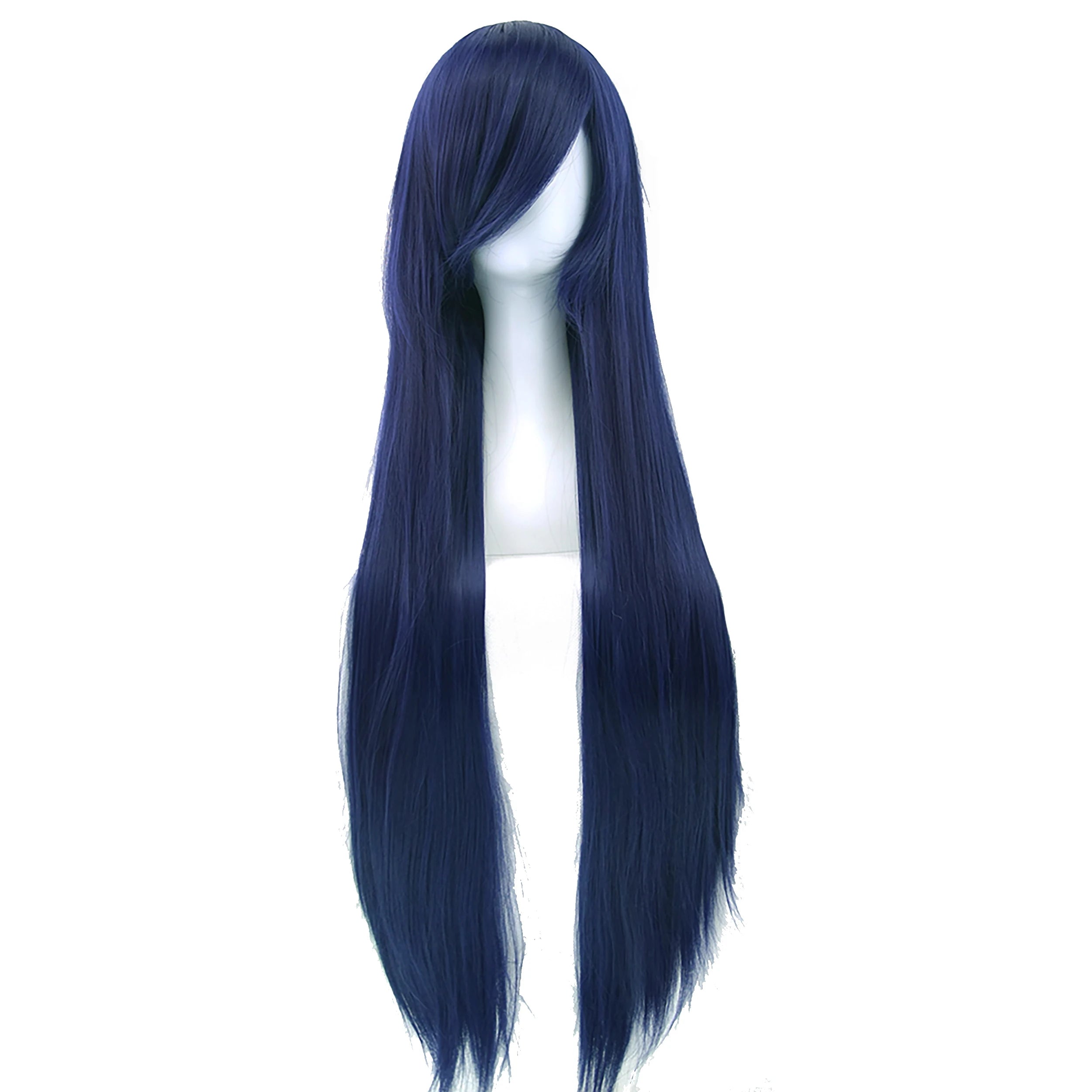 Long Straight Navy Blue Cosplay Wig for Anime Costumes and Halloween - 3