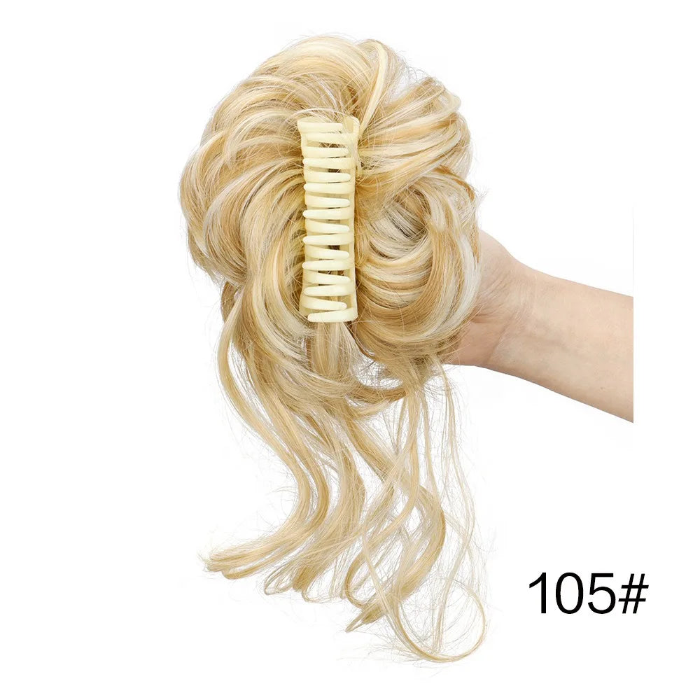 Messy Curly Hair Bun Claw Clip Extension for Instant Voluminous Updo