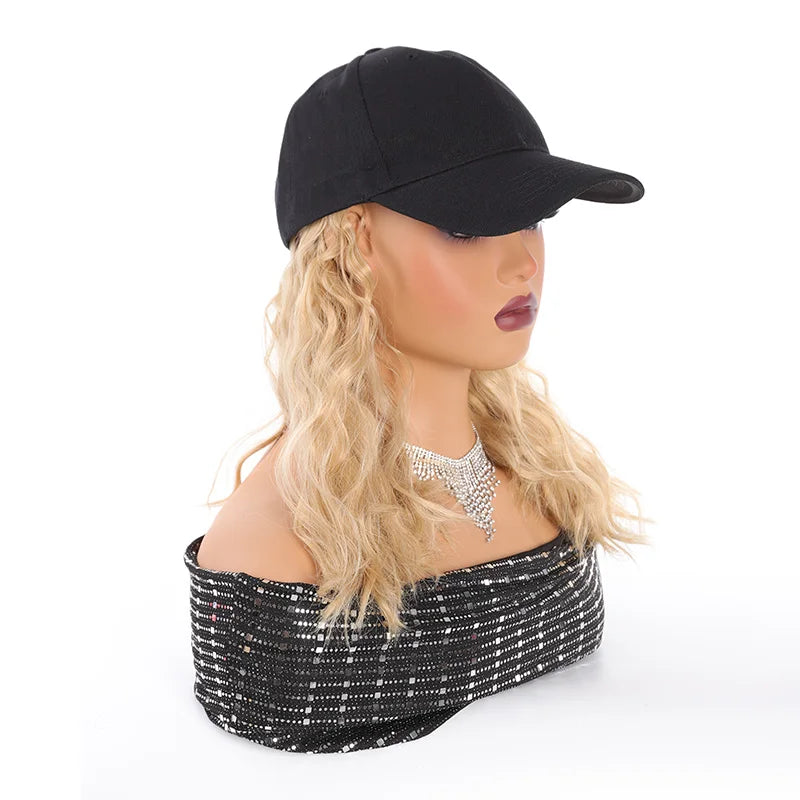 Short Wavy Curly Hair Baseball Cap Wig for Daily Wear - 11
